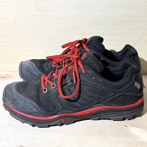 Merrell Verterra Waterproof Hiking Shoes Boots Women 9.5 Men size 8 Black & Red